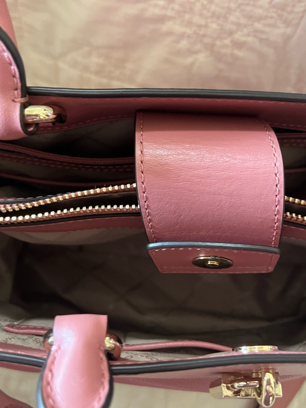 Michael Kors Rose Pink Leather Satchel with Gold Hardware - Picture 2 of 2